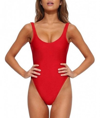 Sets Women's Conservative Athletic Racerback One Piece Training Swimsuit Swimwear Bathing Suit - Red - CS194AH9NSK $25.63