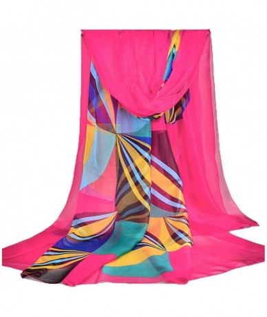 Cover-Ups Chiffon Thin Sarong Wrap Geometrical Design Plus Size Beach Cover Up - Rose Red - CS11XH2M3V9 $21.22