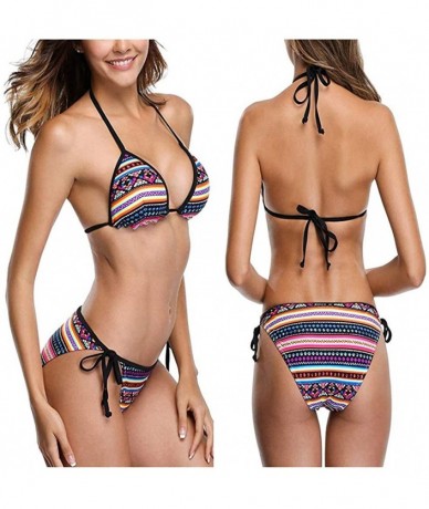 Sets Women's Bikini Set Marijuana Cannabis Leaf Halter Two Piece Swimsuit - Marijuana 3 - CZ18O3CEN5O $44.67