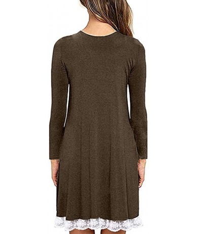 Cover-Ups Dresses for Women Casual Fall-Women's Long Sleeve Lace Tunic Dress Plus Size Swing Dress T Shirt Dress with Pockets...