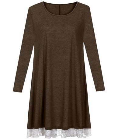 Cover-Ups Dresses for Women Casual Fall-Women's Long Sleeve Lace Tunic Dress Plus Size Swing Dress T Shirt Dress with Pockets...