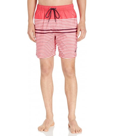 Trunks Men's Quick Dry Varigated Stripe Series Swim Trunk - Melon Berry - CL18IS97XZA $49.67