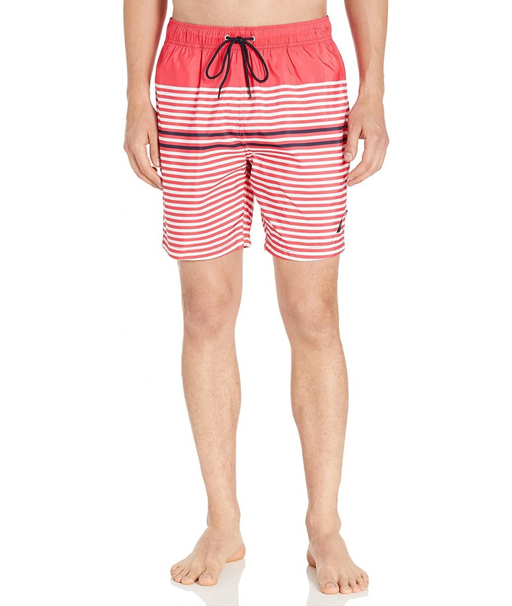 Trunks Men's Quick Dry Varigated Stripe Series Swim Trunk - Melon Berry - CL18IS97XZA $49.67