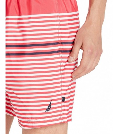 Trunks Men's Quick Dry Varigated Stripe Series Swim Trunk - Melon Berry - CL18IS97XZA $49.67