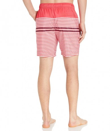 Trunks Men's Quick Dry Varigated Stripe Series Swim Trunk - Melon Berry - CL18IS97XZA $49.67