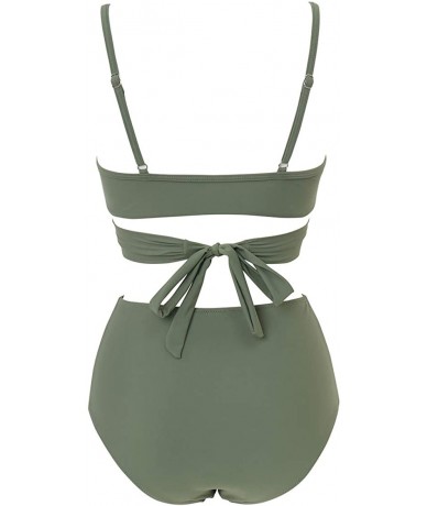 Sets Women Wrap Bikini Set Push Up High Waisted 2 Piece Swimsuits - 87 Army Green - CC194UWK5A5 $49.97