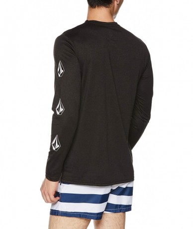 Rash Guards Men's Deadly Stones Long Sleeve UPF 30+ Rashguard - Black - CI1839CGC7R $67.97