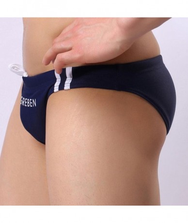 Briefs Men Arigreben Swimwear Tie Rope Swimwear Underwear Skinny Solid Boxer Brief - Navy - CT18DDLZQHO $33.42