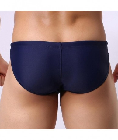 Briefs Men Arigreben Swimwear Tie Rope Swimwear Underwear Skinny Solid Boxer Brief - Navy - CT18DDLZQHO $33.42