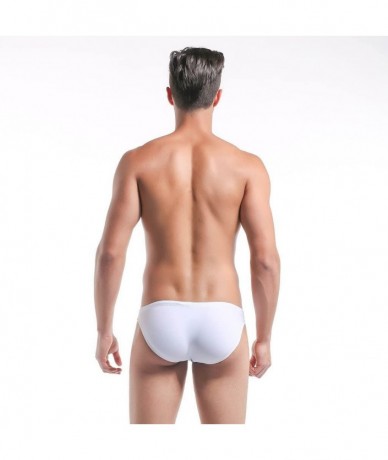 Briefs Men's Low Rise Swimwear Colorant Match Swimming Brief Bikini - White Joint Blue - CI11YRW5699 $31.47