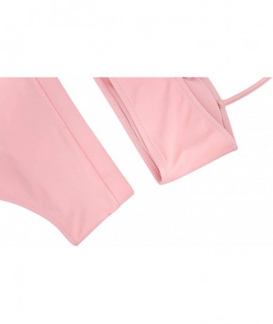 Sets Womens Sexy High Waist Bandage Bikini Beachwear Swimsuit - Pink - C318QH9SH2D $39.01