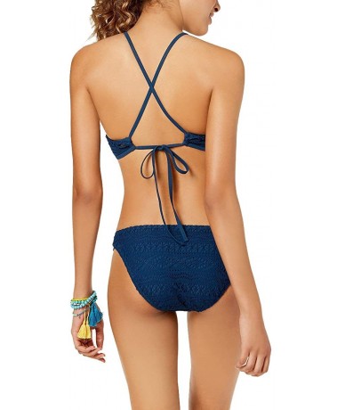 Tankinis Juniors' Little Wild One Crochet Tab-Side Hipster Bikini Bottoms - Blue - CW18QCND7EY $18.94