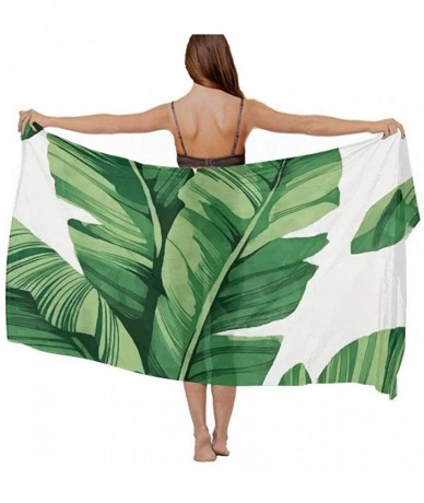 Cover-Ups Women Chiffon Scarf Summer Beach Wrap Skirt Swimwear Bikini Cover-up - Banana Tree Leaves - C9190HKNGTM $44.80