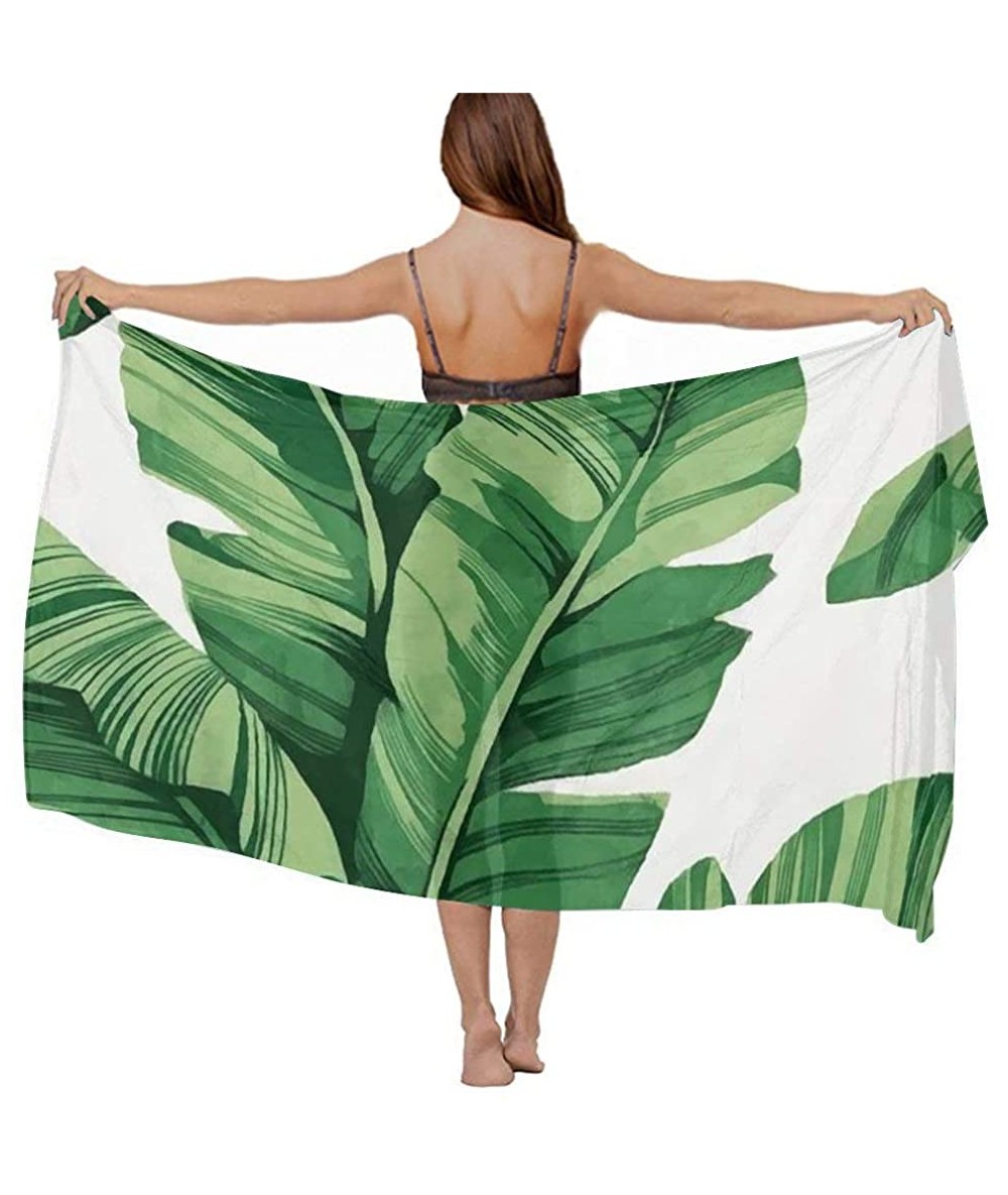 Cover-Ups Women Chiffon Scarf Summer Beach Wrap Skirt Swimwear Bikini Cover-up - Banana Tree Leaves - C9190HKNGTM $44.80