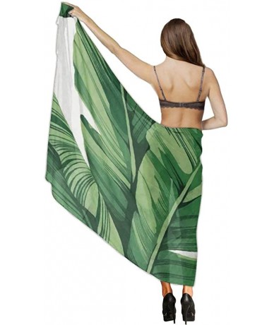 Cover-Ups Women Chiffon Scarf Summer Beach Wrap Skirt Swimwear Bikini Cover-up - Banana Tree Leaves - C9190HKNGTM $44.80