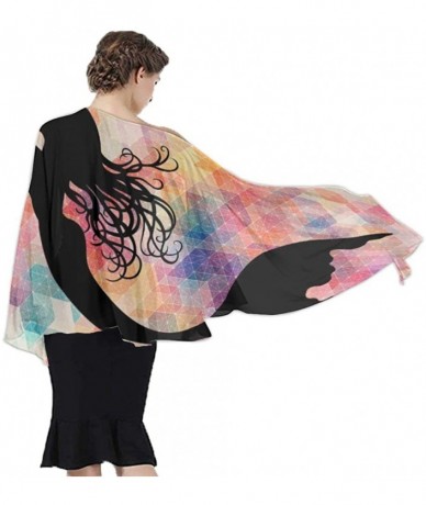 Cover-Ups Women Chiffon Scarf Summer Beach Wrap Skirt Swimwear Bikini Cover-up - Mermaid Colorful Geometic - CX190HIX7AA $44.92