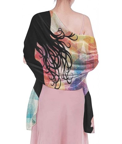 Cover-Ups Women Chiffon Scarf Summer Beach Wrap Skirt Swimwear Bikini Cover-up - Mermaid Colorful Geometic - CX190HIX7AA $44.92