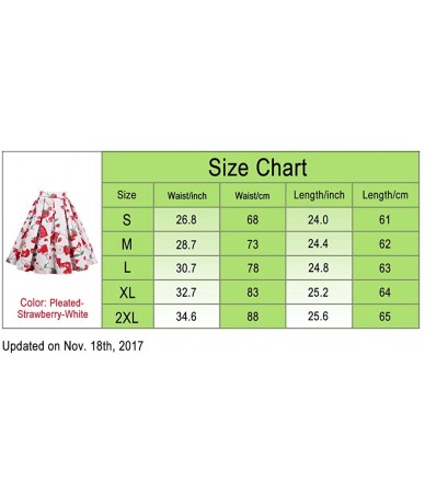 Racing Women's Vintage Knee Length Flare Floral A Line Pleated Skirt - Pleated-strawberry-white - C1188NYEXHA $49.34