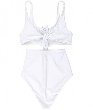 Racing Women's Deep V Padded Backless High Cut Leotard One Piece Swimsuits Bathing Suits - Venice White - B - CU185THE389 $32.35