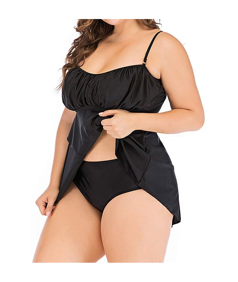 Sets Swimwear for Womens- Summer Plus Size Push-up One-Piece Swim Dress Beachwear Tankini Bikini - Black7 - C818R67H5TQ $29.54