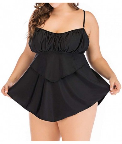 Sets Swimwear for Womens- Summer Plus Size Push-up One-Piece Swim Dress Beachwear Tankini Bikini - Black7 - C818R67H5TQ $29.54