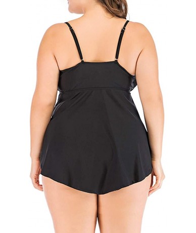 Sets Swimwear for Womens- Summer Plus Size Push-up One-Piece Swim Dress Beachwear Tankini Bikini - Black7 - C818R67H5TQ $29.54