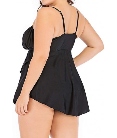 Sets Swimwear for Womens- Summer Plus Size Push-up One-Piece Swim Dress Beachwear Tankini Bikini - Black7 - C818R67H5TQ $29.54