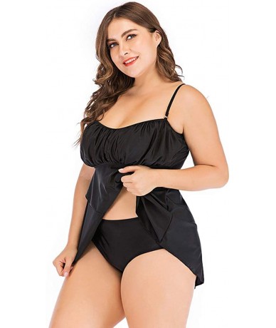 Sets Swimwear for Womens- Summer Plus Size Push-up One-Piece Swim Dress Beachwear Tankini Bikini - Black7 - C818R67H5TQ $29.54