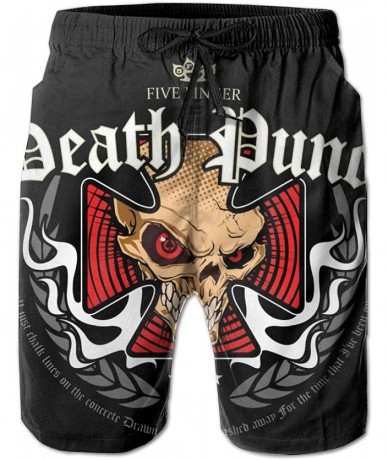 Board Shorts Five Finger Death Punch Mens Summer Beach Board Shorts Casual Drawstring Summer Beach Shorts - White - CH19D0RQZ...