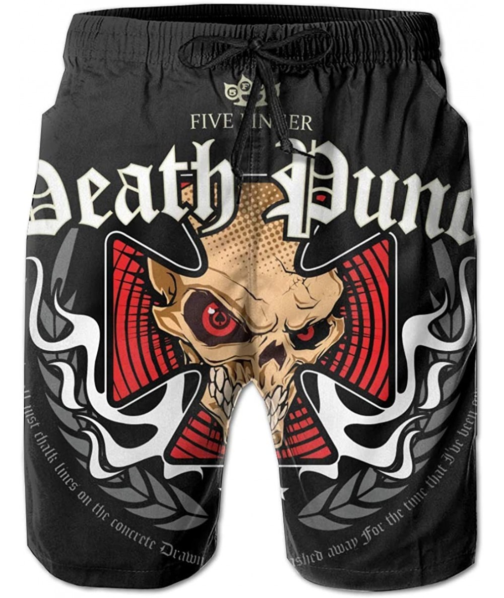 Board Shorts Five Finger Death Punch Mens Summer Beach Board Shorts Casual Drawstring Summer Beach Shorts - White - CH19D0RQZ...