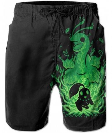 Board Shorts Fire Infernape Man Quick Dry Beach Boardshorts Surf Swim Trunk - Grass Bayleef - CG19783EDA5 $47.44