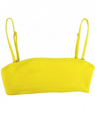 Bottoms Women's Mermaid Bandeau Push Up Bikini top Bikini Swimwear(FBA) - Yellow - CA197RR05N8 $30.98