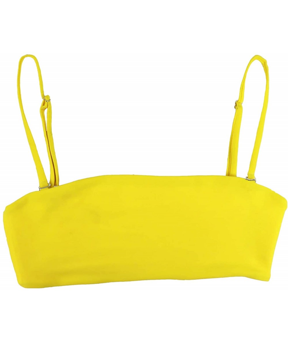 Bottoms Women's Mermaid Bandeau Push Up Bikini top Bikini Swimwear(FBA) - Yellow - CA197RR05N8 $30.98