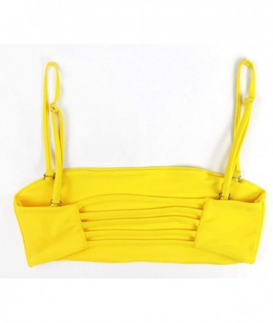 Bottoms Women's Mermaid Bandeau Push Up Bikini top Bikini Swimwear(FBA) - Yellow - CA197RR05N8 $30.98