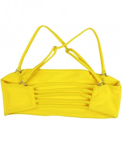 Bottoms Women's Mermaid Bandeau Push Up Bikini top Bikini Swimwear(FBA) - Yellow - CA197RR05N8 $30.98