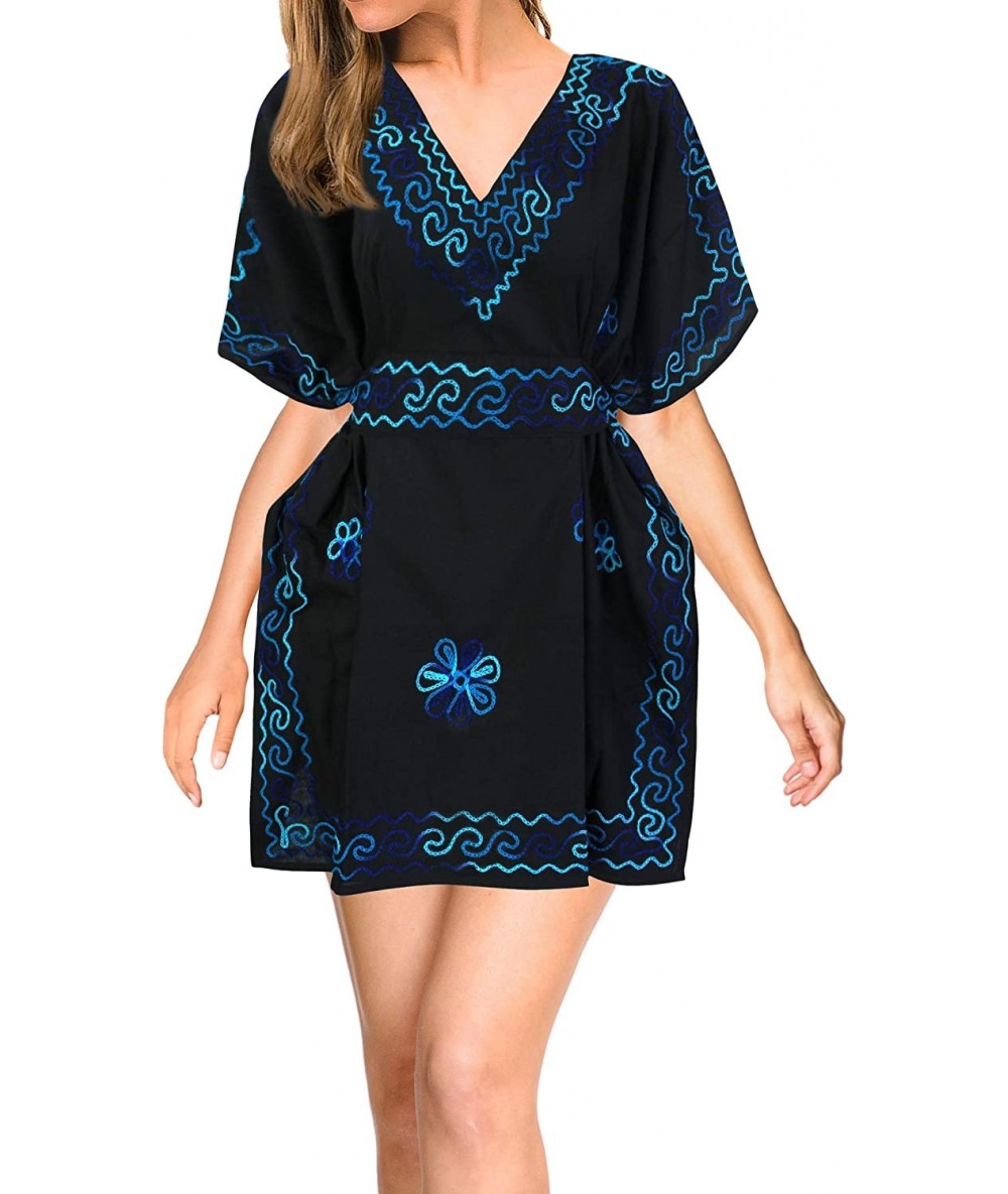 Cover-Ups Women's Plus Size Beach Dress Hawaiian Camp Party Loungewear Printed A - Black_e118 - C211RLHVOO3 $34.31