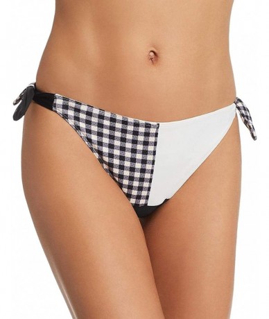 Tankinis Womens Side Tie Patchwork Swim Bottom Separates - Black/White - C41956XK2WZ $38.18