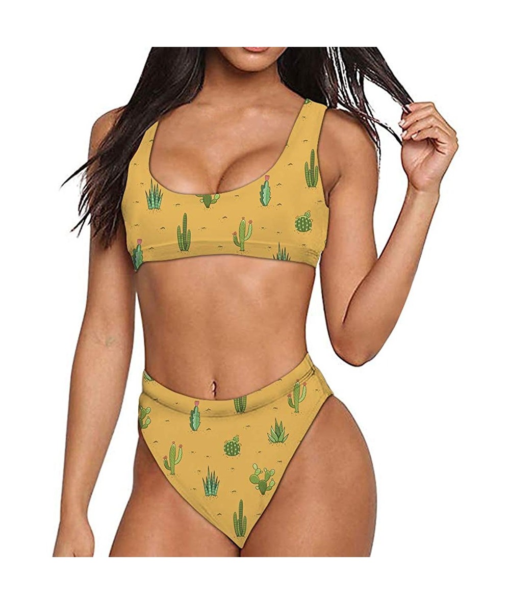 Sets Sport Style Swimsuit Low Scoop Crop Top Tankini 2piece Sets Women Beach Bathing Suit Plus Size - Cactus - CM18QQTYQ5M $5...