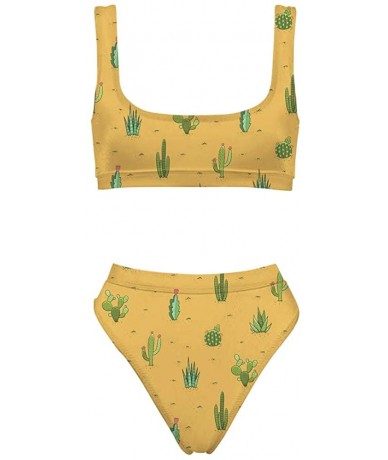 Sets Sport Style Swimsuit Low Scoop Crop Top Tankini 2piece Sets Women Beach Bathing Suit Plus Size - Cactus - CM18QQTYQ5M $5...