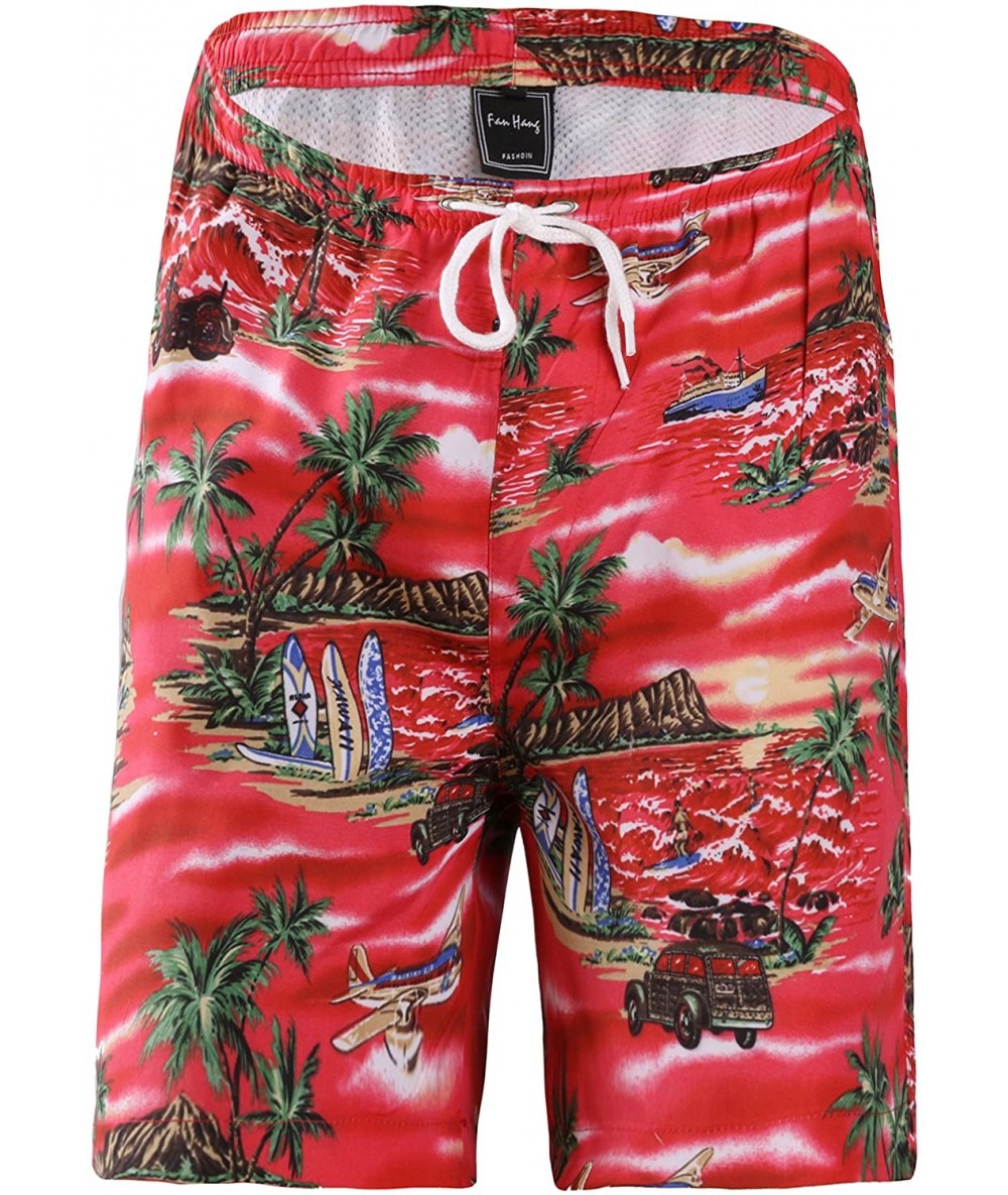 Board Shorts Quick Dry UPF 50+ Active Printed Women's Swim Board Beach Shorts - Red(g006) - C219CDN2XZA $19.32