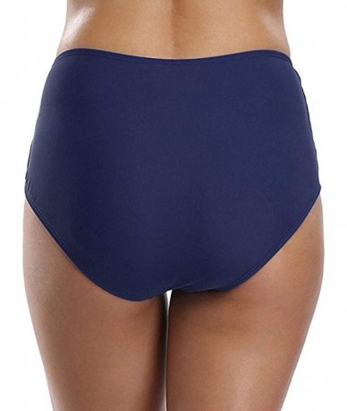 Bottoms Bikini Bottom for Women- Women's High Waisted Swim Bottom Ruched Bikini Tankini Swimsuit Briefs Plus Size - Navy5 - C...