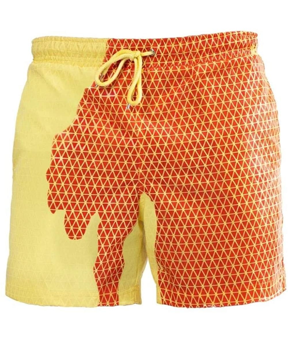 Trunks Men Summer Swimming Trunks Funny Color Changing Swim Trunks-Temperature Sensitive Beach Swim Shorts for Men - Yellow -...