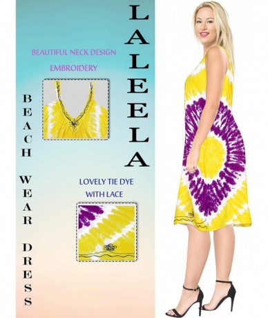 Cover-Ups Women's Beach Dress Tunic Top T-Shirt Swing Dress Kaftan Hand Tie Dye A - Yellow_y875 - CT18T6S84H3 $43.15