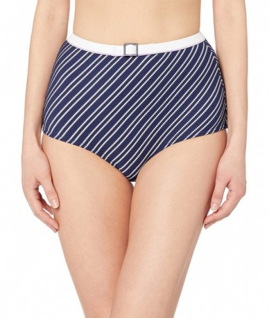 Tankinis Women's Sailor Girl High Waist Bikini Brief - Navy Stripe - CI18NKH9L99 $58.68