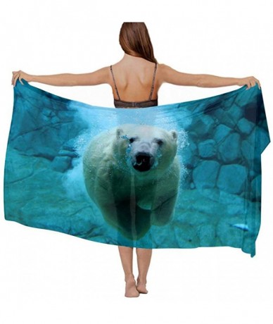 Cover-Ups Women Chiffon Sarong Beach Bikini Cover Up Wedding Party Shawls Wraps - Polar Bear - CW190HI3S30 $45.88