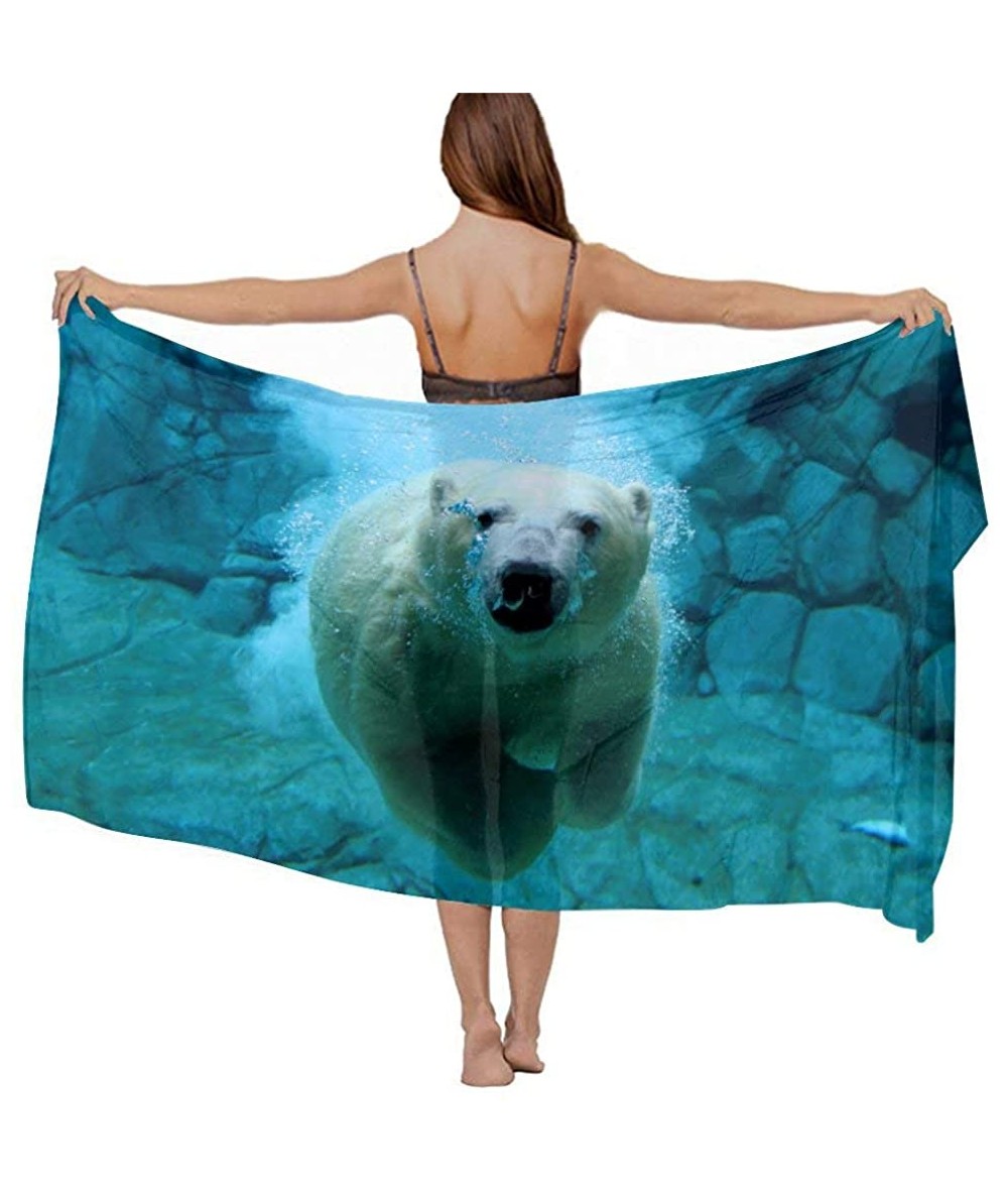 Cover-Ups Women Chiffon Sarong Beach Bikini Cover Up Wedding Party Shawls Wraps - Polar Bear - CW190HI3S30 $45.88