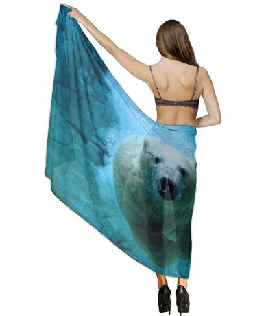 Cover-Ups Women Chiffon Sarong Beach Bikini Cover Up Wedding Party Shawls Wraps - Polar Bear - CW190HI3S30 $45.88