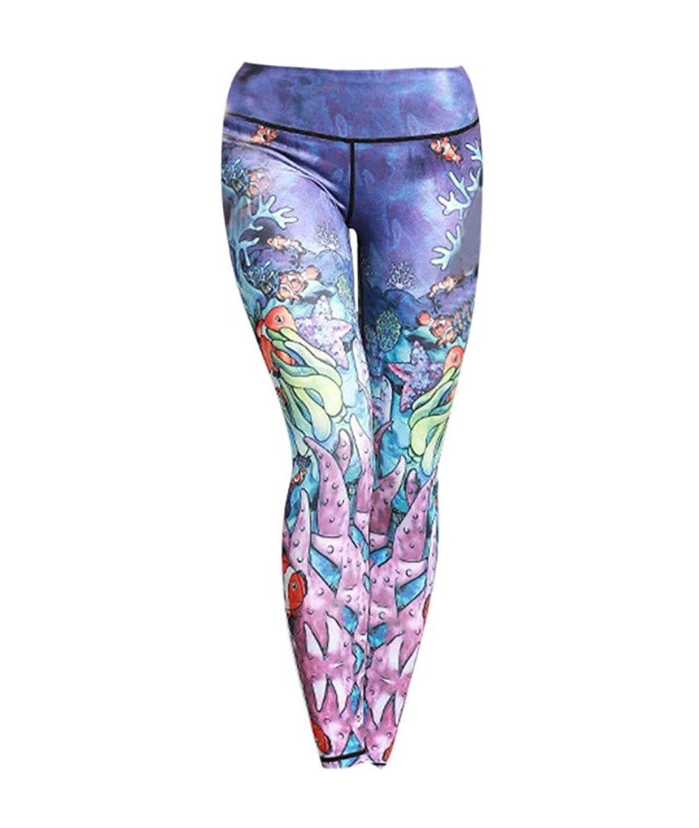 Bottoms Yoga Pants for Womens- Running Sport Gym Stretch Workout Printed Fitness Control New Legging Trousers - C - CN18NKQDQ...