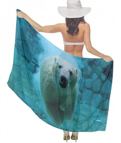 Cover-Ups Women Chiffon Sarong Beach Bikini Cover Up Wedding Party Shawls Wraps - Polar Bear - CW190HI3S30 $45.88