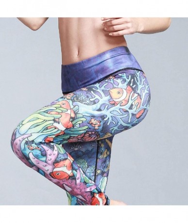 Bottoms Yoga Pants for Womens- Running Sport Gym Stretch Workout Printed Fitness Control New Legging Trousers - C - CN18NKQDQ...